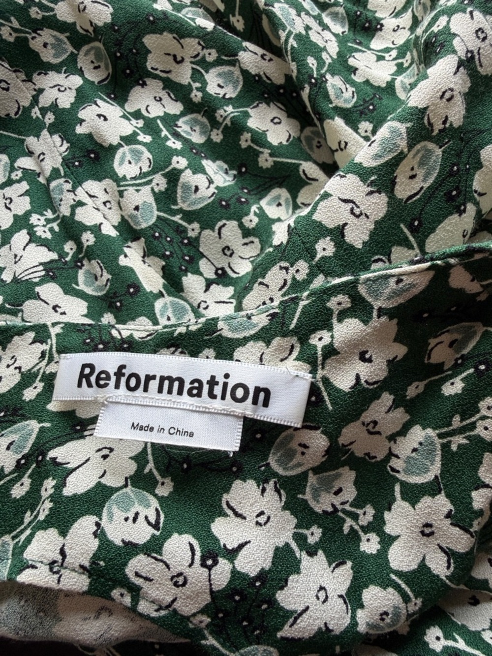 Reformation Belvedere Wallflower Long Sleeve Midi Dress Green White Sz 6 NEW - Picture 12 of 14